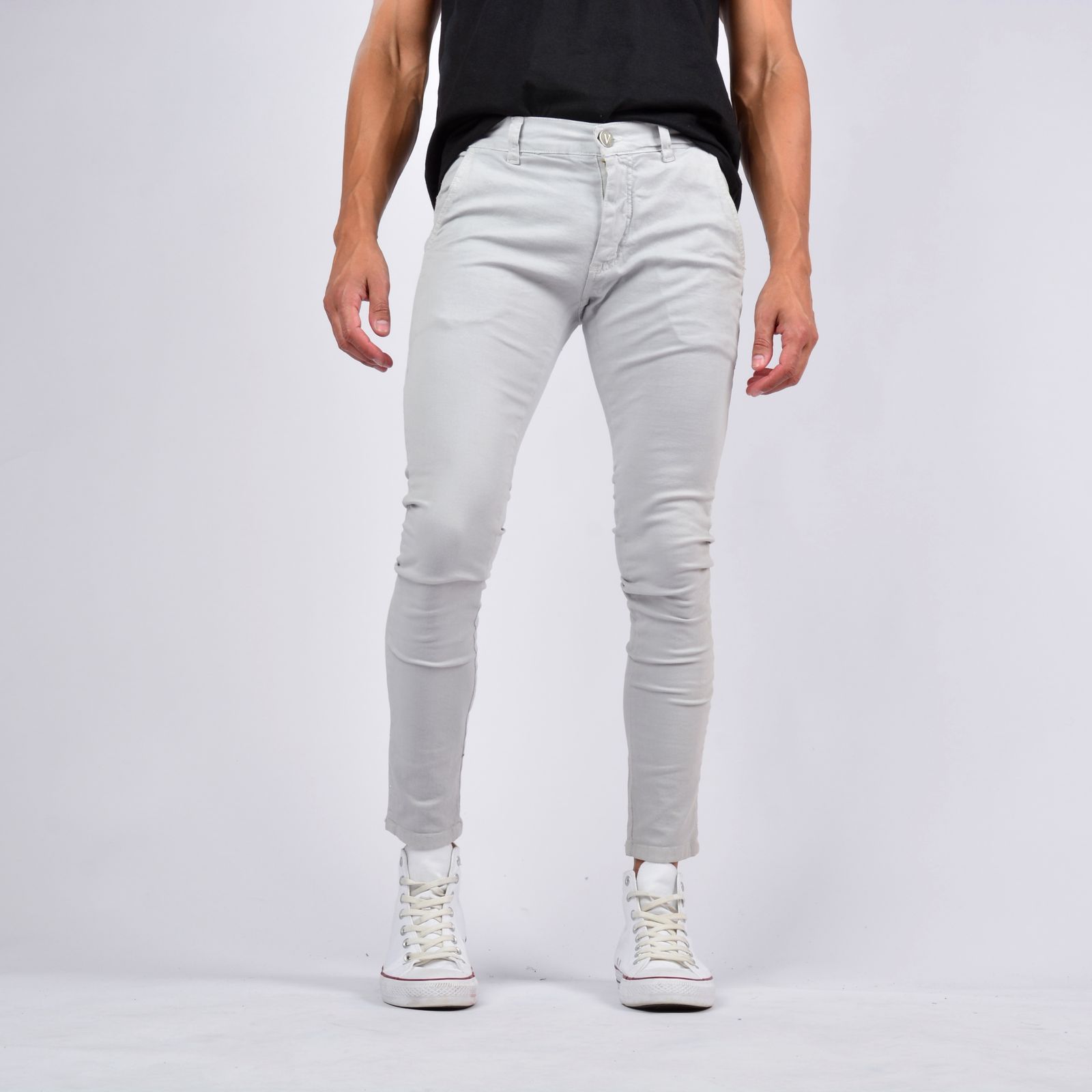 PANTALÓN CHINO GRIS SKINNY